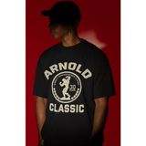 Sevbano Tasarım Arnold Classic Bodybuilding Fitness Sporcu Baskılı Unisex Oversize Tişört - Siyah - XS