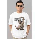 Sevbano Tasarım Arnold Pumping Iron Bodybuilding Fitness Sporcu Baskılı Unisex Oversize Tişört - Beyaz - 2XL