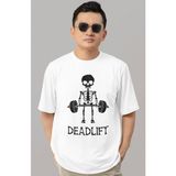 Sevbano Tasarım Deadlift Fitness Bodybuilding Sporcu Gym Baskılı Unisex Oversize Tişört - Beyaz - 2XL