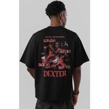 Sevbano Tasarım Dexter Dizi Sırt Baskılı Unisex Oversize Tişört - Siyah - 2XL