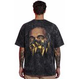 Sevbano Tasarım Drake Rapper Şarkıcı Sırt Baskılı Unisex Oversize Eskitme Yıkamalı Tişört - Siyah - 3XL