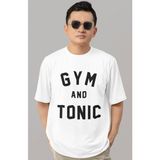 Sevbano Tasarım Gym And Tonic Sporcu Fitness Bodybuilding Baskılı Unisex Oversize Tişört - Beyaz - 3XL