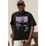 Sevbano Tasarım Horizon Rock Metal Müzik Grubu Baskılı Unisex Oversize Tişört - Siyah - 2XL