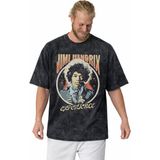 Sevbano Tasarım Jimi Hendrix Efsane Şarkıcı Baskılı Unisex Oversize Vintage Yıkamalı Tişört - Siyah - XL