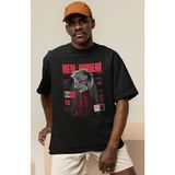 Sevbano Tasarım Ken Kaneki Tokyo Ghoul Baskılı Unisex Oversize Anime Dizi Karakter Tişört - Siyah - XL