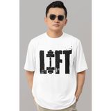 Sevbano Tasarım Lift Fitness Bodybuilding Sporcu Gym Baskılı Unisex Oversize Tişört - Beyaz - 2XL