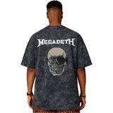 Sevbano Tasarım Megadeth Rock Metal Müzik Grubu Sırt Baskılı Unisex Oversize Eskitme Yıkamalı Tişört - Siyah - 3XL