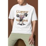 Sevbano Tasarım Monkey D. Luffy Gear 5 Bodybuilding Fitness Temalı Baskılı Unisex Oversize Anime Tişört - Beyaz - 2XL