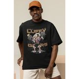 Sevbano Tasarım Monkey D. Luffy Gear 5 Bodybuilding Fitness Temalı Baskılı Unisex Oversize Anime Tişört - Siyah - 2XL