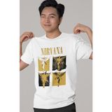 Sevbano Tasarım Nirvana Rock Metal Müzik Grubu Baskılı Unisex Oversize Tişört - Beyaz - 2XL