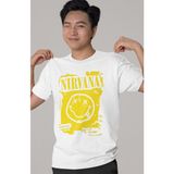 Sevbano Tasarım Nirvana Rock Metal Müzik Grubu Baskılı Unisex Oversize Tişört - Beyaz - 3XL