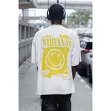 Sevbano Tasarım Nirvana Rock Metal Sırt Baskılı Unisex Oversize Müzik Grubu Tişört - Beyaz - XL
