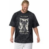 Sevbano Tasarım Sleep Token Rock Metal Müzik Grubu Baskılı Unisex Oversize Vintage Yıkamalı Tişört - Siyah - 3XL