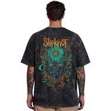 Sevbano Tasarım Slipknot Rock Metal Müzik Grubu Sırt Baskılı Unisex Oversize Eskitme Yıkamalı Tişört - Siyah - 3XL