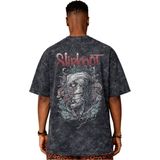 Sevbano Tasarım Slipknot Rock Metal Müzik Grubu Sırt Baskılı Unisex Oversize Eskitme Yıkamalı Tişört - Siyah - XL