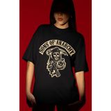 Sevbano Tasarım Sons Of Anarchy Rock Metal Müzik Grubu Baskılı Unisex Oversize Tişört - Siyah - 2XL