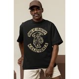 Sevbano Tasarım Sons Of Anarchy Rock Metal Müzik Grubu Baskılı Unisex Oversize Tişört - Siyah - 3XL
