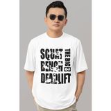 Sevbano Tasarım Squat Bench Deadlift Fitness Bodybuilding Sporcu Baskılı Unisex Oversize Tişört - Beyaz - XS