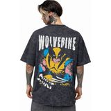 Sevbano Tasarım Wolverine Film Kahramanı Sırt Baskılı Unisex Oversize Eskitme Yıkamalı Tişört - Siyah - 3XL