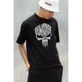 Sevbano The Punisher Baskılı Özel Tasarım Tişört, Oversize Marvel Tişört - 01 Siyah - 3XL