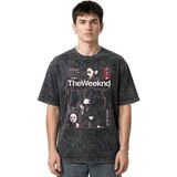 Sevbano The Weeknd Rapper Şarkıcı Ön Baskılı Unisex Oversize Eskitme Yıkamalı Tişört - Siyah - 2XL