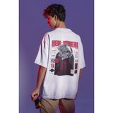 Sevbano Tokyo Ghoul Ken Kaneki Sırt Baskılı Unisex Oversize Anime Tişört - Beyaz - 3XL