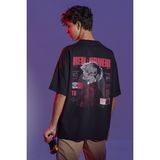 Sevbano Tokyo Ghoul Ken Kaneki Sırt Baskılı Unisex Oversize Anime Tişört - Siyah - 2XL