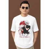 Sevbano Tokyo Ghoul Wiki Baskılı Unisex Oversize Anime Dizi Karakter Tişört - Beyaz - 3XL