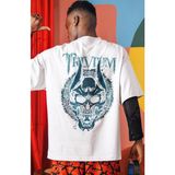 Sevbano Trivium Rock Metal Müzik Grubu Sırt Baskılı Unisex Oversize Tişört - Beyaz - 3XL