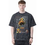 Sevbano Zenitsu Agatsuma Demon Slayer Anime Baskılı Unisex Oversize Eskitme Yıkamalı Tişört - Siyah - 3XL