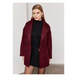SevdeUgur Kadın Bordo Mürdüm Oversize Astarlı Kaşe Kaban / Sevde Ugur