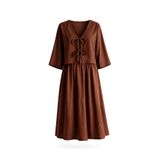 SevdeUgur Kimono Etek Yazlık Şık Kahverengi İkili Takım