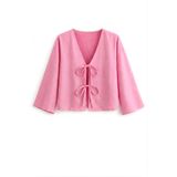 SevdeUgur Önü Bağlamalı Kimono Kısa Tunik – Oversize, Yeni Sezon, Rahat Kalıp Şık Tasarım - PEMBE