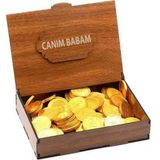 Sevdiklerinize Özel Ahşap Hediye Kutusunda Para Çikolata ( Canım Babam Yazılı )