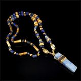 Seven Art Jewelry Aventurin Uçlu, Sodalit, Jasper, Akik, Lapis Lazuli, Doğal Taş, Bohem Kolye - Beden - Çok Renkli - 70 cm