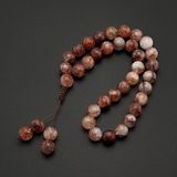 Seven Art Jewelry Doğal Taş 8Mm Red Fire Kuvars 33Lü Tesbih, Erkek Hediye, El Yapımı Tesbih