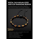 Seven Art Jewelry Doğal Taş Bileklik, Küp Kaplan Gözü, Akik Taşı ve Hematit Taşı Bileklik, Erkek Bileklik, Kadın Bilek