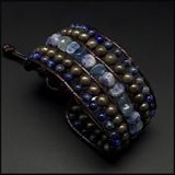Seven Art Jewelry Doğal Taş Bileklik, Lapis Lazuli, Akuamarin, Kyanit, Sodalit, Pirit Taşı Bileklik, Kadın Bileklik, E