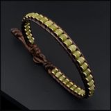 Seven Art Jewelry Doğal Taş Bileklik, Yeşim Taşı ve Hematit Taşı Bileklik, Erkek Bileklik, Kadın Bileklik - 17 cm - Yeşil - Gümüş