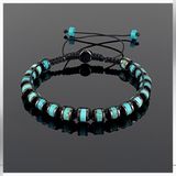 Seven Art Jewelry Doğal Taş Bileklik,turkuaz Bileklik, Firuze Taşı Bileklik, Kadın Bileklik, Erkek Bileklik, Ayarlanabilir Bileklik - 16 cm - Siyah - Mavi