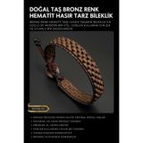 Seven Art Jewelry Doğal Taş Bronz Renk Hematit Taşı Hasır Tarz Bileklik, Erkek Bileklik, Hediye Bileklik, Doğal Taş Bi