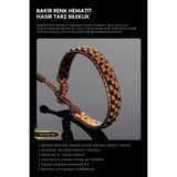 Seven Art Jewelry Doğal Taş / Hematit Bileklik / Hasır Tarz Bileklik / Bakır Renk Bileklik / Erkek Bileklik / Kadın Bi