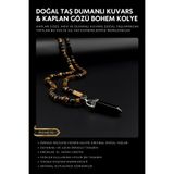 Seven Art Jewelry Doğal Taş Kolye, Kaplan Gözü, Akik, Dumanlı Kuvars Kolye, Erkek Kolye, Kadın Kolye, Hediye Kolye