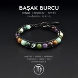 Seven Art Jewelry El Yapımı Başak Burcu Bohem Bileklik – Yeşim, Amazonit, Jasper, Ametist, Akik ve Turmalin Taşlı