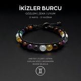 Seven Art Jewelry El Yapımı İkizler Burcu Bohem Bileklik – Akumarin, Sitrin, Kaplangözü, Ametist ve Florit Taşlı