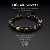 Seven Art Jewelry El Yapımı Oğlak Burcu Bohem Bileklik – Oniks, Dumanlı Kuvars, Lal, Hematit ve Turmalin Taşlı