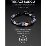 Seven Art Jewelry El Yapımı Terazi Burcu Bohem Bileklik – Lapis Lazuli, Pembe Kuvars, Akik ve Aventurin Taşlı