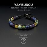 Seven Art Jewelry El Yapımı Yay Burcu Bohem Bileklik – Ametist, Turkuaz, Sodalit, Lapis ve Sitrin Taşlı
