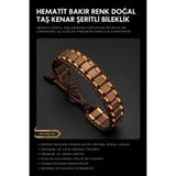 Seven Art Jewelry Hematit Taşı Kahverengi Bakır Renk Kenar Şeritli Bileklik
