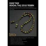 Seven Art Jewelry Orijinal Doğal Taş 8mm Kan Taşı 33'lü Tesbih, Erkek Hediye, El Yapımı Tesbih